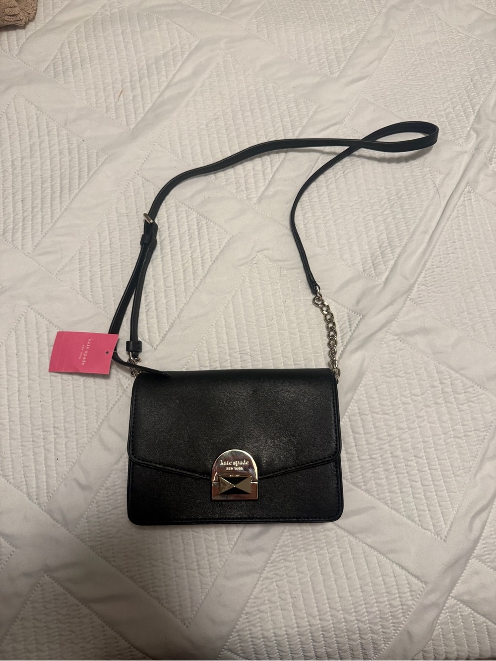 kate spade black crossbody with gold-tone clasp